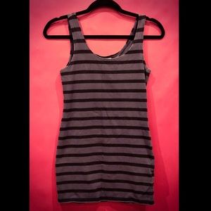 Gray-and-black striped tank dress